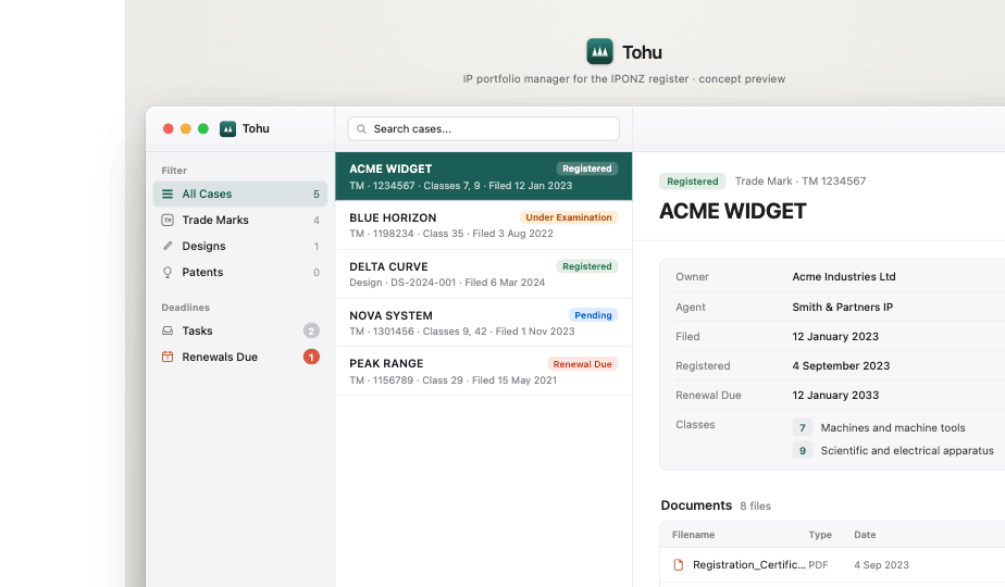 Tofu IP case-management app